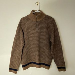 Rugged Merino Wool half-zip sweater in herringbone
